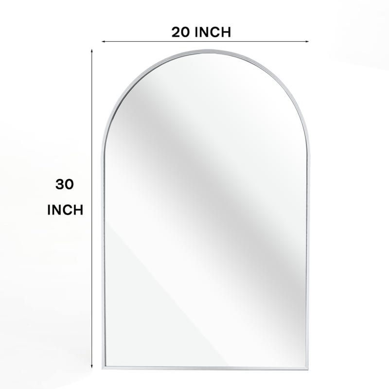 Arched Bathroom Mirror, 24x36 Inches - Aluminum Frame Wall-Mounted Vanity Mirror, Suitable for Living Room, Bedroom, Bathroom, and Entrance, Hangable or Tiltable, Black, Modern Vanity Mirror, Shatterproof Glass