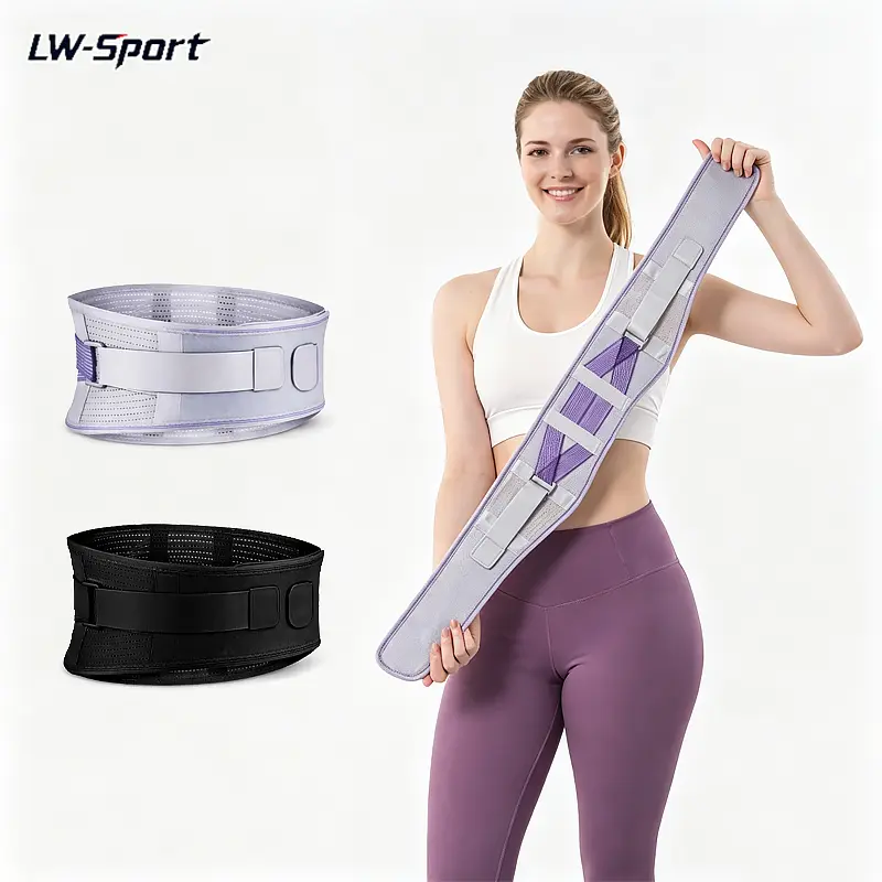1Pc Adjustable Lumbar Support Belt for Lower Back Pain Relief, Breathable Back Brace with Dual Compression Straps, Waist Support for Men Women Working Sitting Workout