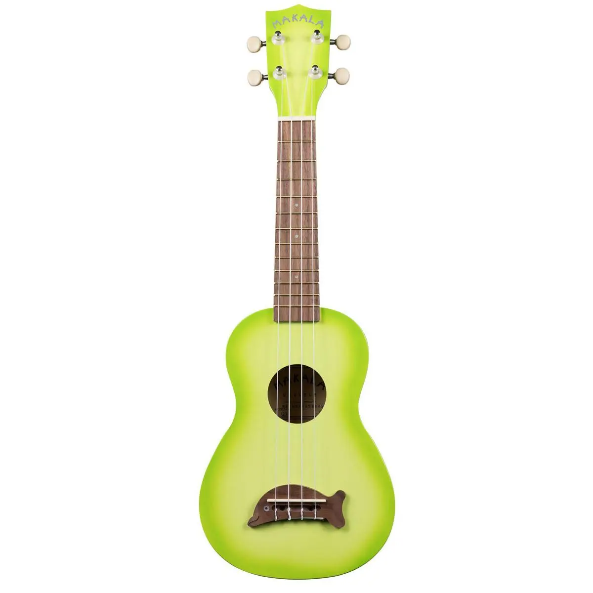 Kala Gloss Green Apple Burst Makala Dolphin Soprano Ukulele with Tote Bag
