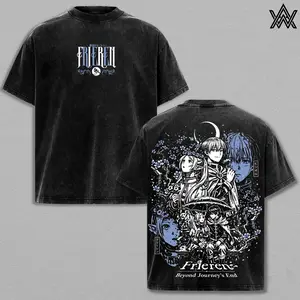 Frieren Tee Washed – Frieren: Beyond Journey’s End Washed Anime Manga T-Shirt, Vintage Washed Eternal Elf Mage Graphic Tee, Unisex Oversized Streetwear Shirt, Quiet Magic Journey Anime Aesthetic Tee, Gift for Frieren Fans