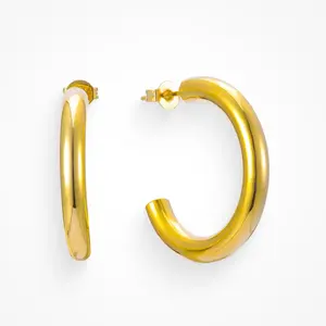 EVRY JEWELS Gold or Silver Plated Women's Hypoallergenic Manhattan Hoops
