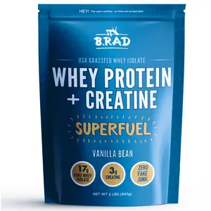 B.rad Grass-Fed Whey Protein Isolate with Creatine | Ultra-Pure, All-Natural, Clean Ingredients, USA-Sourced | 2 lbs Vanilla Bean Superfuel