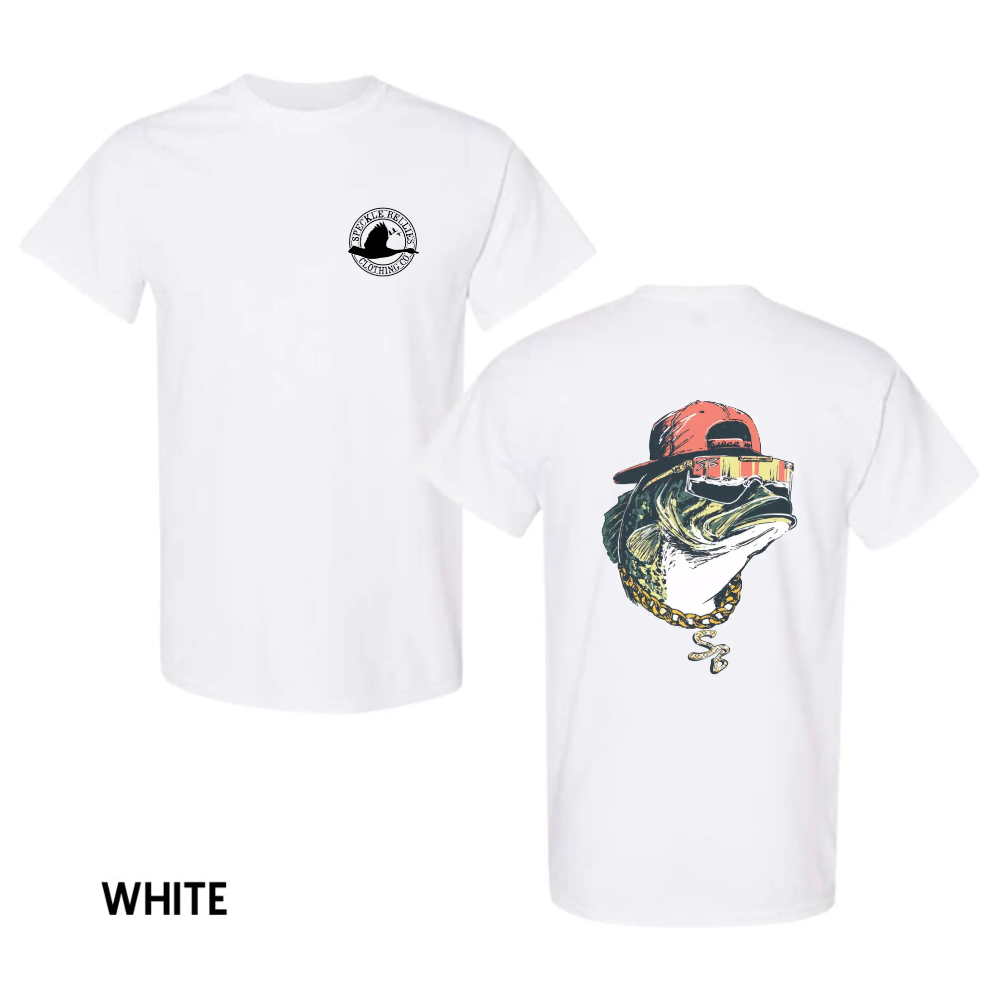 Speckle Bellies Bass Chain T-Shirt – Southern Waterfowl Graphic Tee, Vintage Outdoor Tee for Men, Duck Hunting Apparel, Soft Cotton Gift Idea