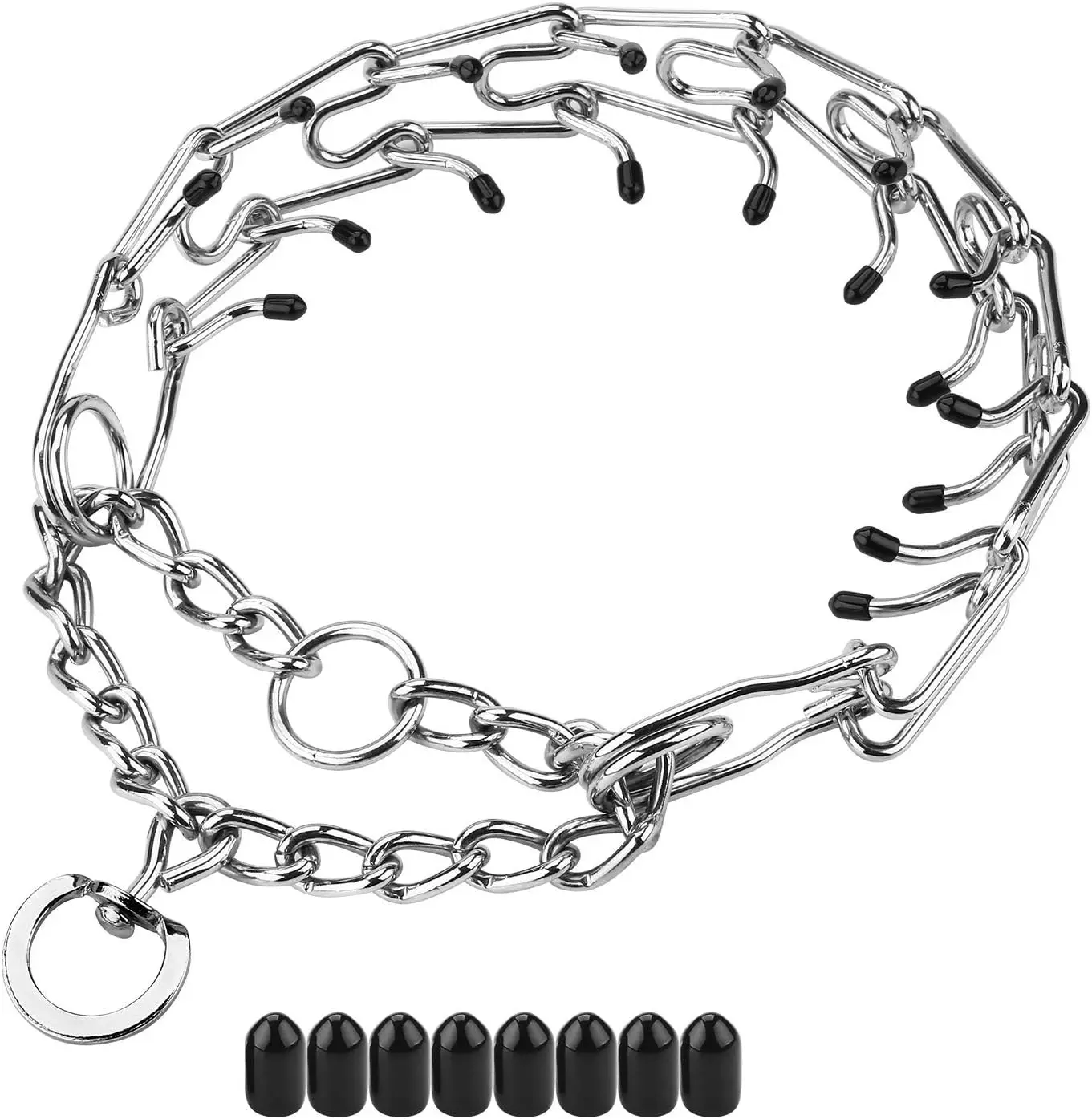 【NewYear2026】Prong Collars for Dogs, No Pull Dog Collar, Dog Training Collar for Large Medium Small Dogs, Stainless Steel Adjustable with Comfort Rubber Tips (Medium, 3.0mm, 19.6-Inch)
