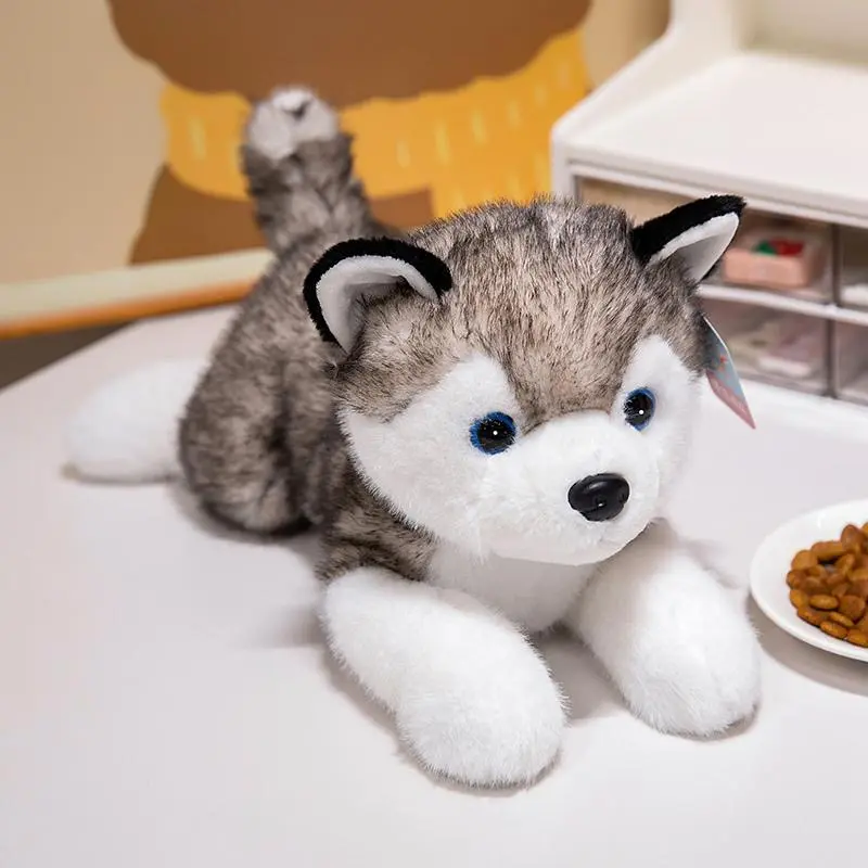 3 Sizes Kawaii Lifelike Lie Prone Husky Plush Toys Soft Lovely Fluffy Husky Puppy Toys Gift To Children For Birthday Chritmas