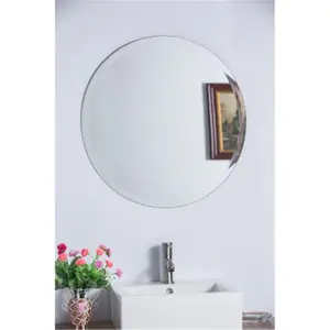212 MAIN 22 in. Round Frameless Wall Mirror - Glass Surface, Safety Backing, Easy Installation, Baby Furniture Accent, Room Accessories for Baby Safety Room Decor