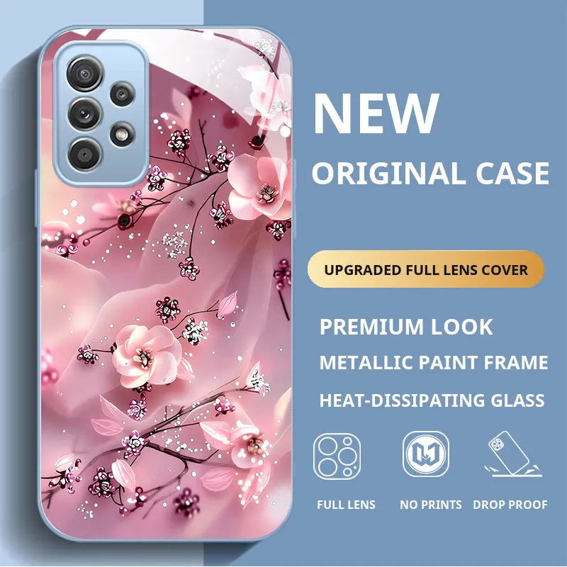Compatible with SAMSUNG A52 5G-4G-A52S Case, FLORAL LUX GLITTER Aesthetic Pattern Phone Cover, Shockproof Protective Case HNNYHBL-0734