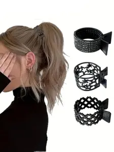 New Simple High Ponytail Hair Clip, Elegant Hair Accessory, Plain Design, Geometric Pattern, All Seasons Wear, Stylish Back Headpiece, Hair Clip Set