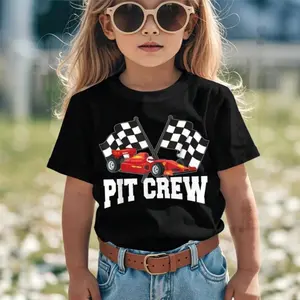 Pit Crew Car Racing Party And Checked Flag Funny Awesome Graphic Kid T-Shirt Cute Kid T Shirts Ing Tees Tops For Kid100