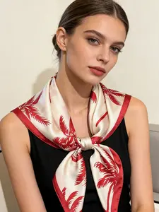 Spring Summer Tropical Vacation Coconut Tree Print Multifunctional Square Towel, Suitable for Daily Use, Office, Holiday Wear