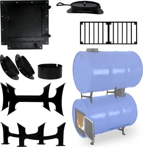 Sonret Barrel Wood Stove Kit for 55 Gallon Drum with Burning Door and Grate