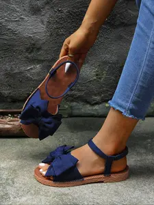 Women's Bowknot Design Gladiator Sandals, Casual Comfortable Flat Sandals for Summer, Lightweight Summer Beach Shoes for Daily Wear, Girl Footwear