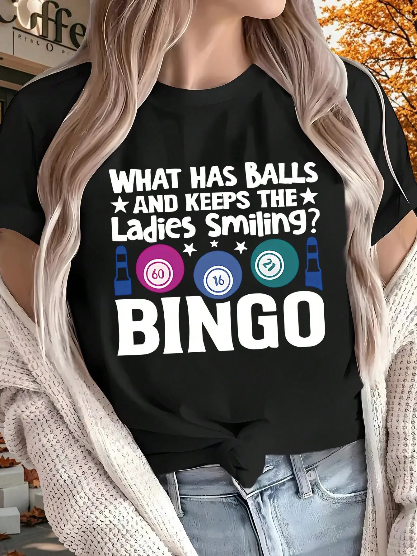 Women's Funny Bingo Graphic T-Shirt in Pure Cotton, Casual Oversized Fit with Soft, Breathable Short Sleeves, Colorful Character Graphic Women's T-Shirts, Fitted