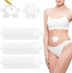30pcs Castor Oil Belly Button Wrap, Spunlace Cloth Organic Castor Pack Wrap Self-Adhesive Pads Highly Absorbent Compress Patches for Belly Button (Oil Not Included)