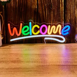 1PC Welcome LED Neon Sign Used For Home Mother's Day Wall Party Coffee shop store bar Decorative Light Powered By USB 5V