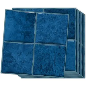 24 Sheets Thicker Peel and Stick Backsplash Tile, 6x6- Self-Adhesive Square Mosaic Subway Checkered Vinyl Wall Tiles for Bathroom, Kitchen, Living Room - Blue