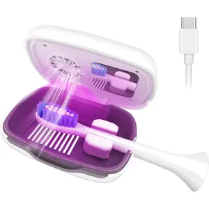 Toothbrush Covers Case and Holder with Light,Toothbrush San itizer Cover with Holder, Toothbrush Cleaner Case, Toothbrush Box Fan with Dryer