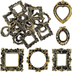 25 Pcs Vintage Mini Picture Frames Baroque Antique Small Resin Jewelry Display Table Frame for Christmas DIY Photo Holiday Party Decoration (Vintage Gold)