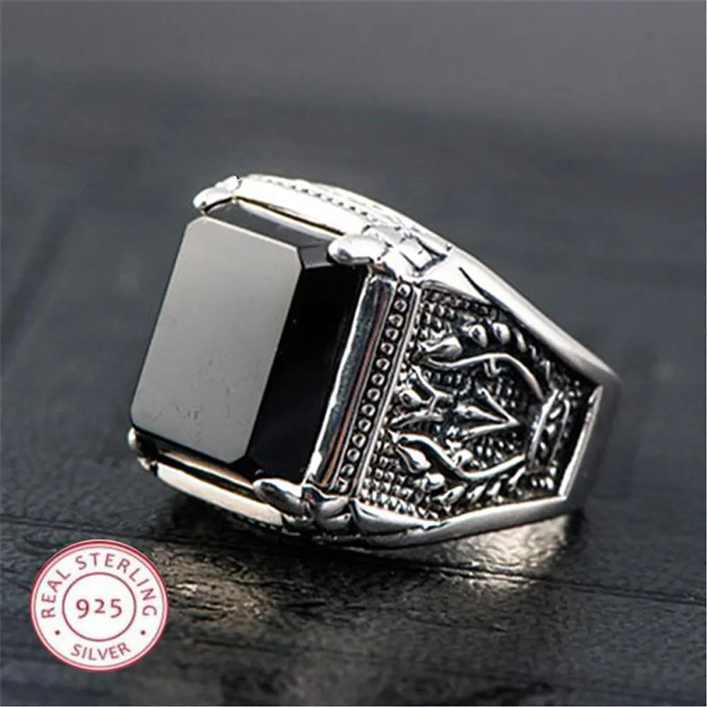 925 Sterling Silver Men Rings  for Men Temperament Banquet Wedding Jewelry Anniversary Party Gift