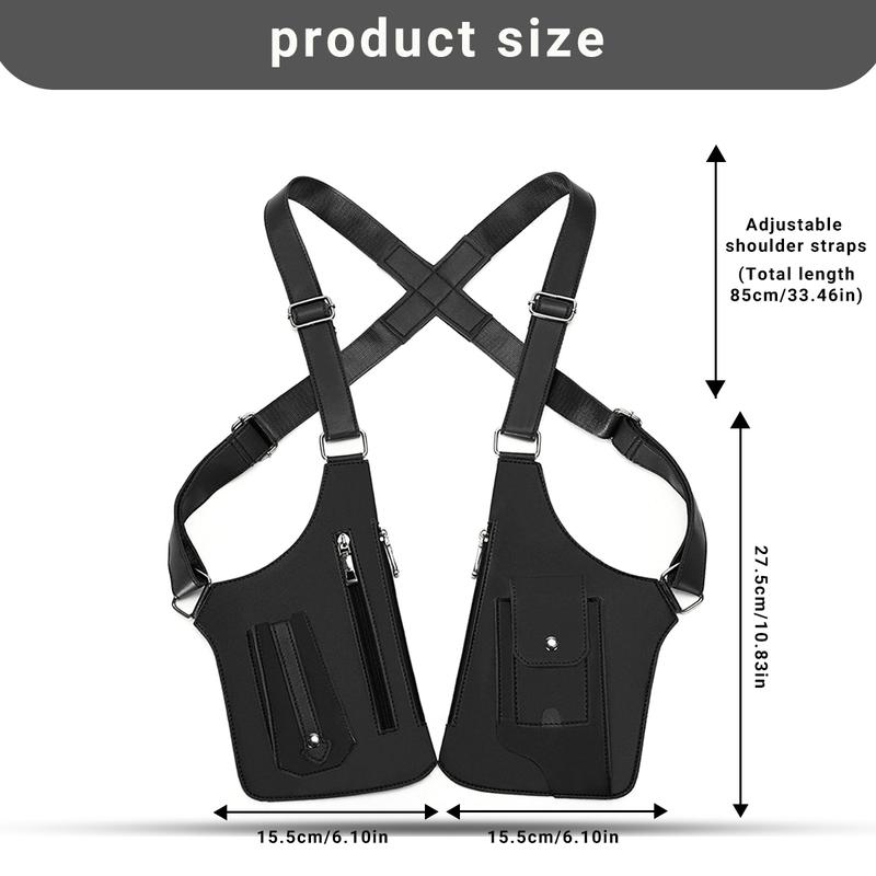 Premium Leather Adjustable Underarm Shoulder Bag for Men,Double Shoulder Armpit Bag,Hidden Underarm Strap Wallet, Unisex