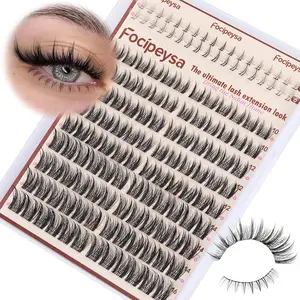 Wispy Lash Clusters – Natural Spiky Manga Lash Extensions, C-Curl Individual Lashes 10-16mm with Bottom Lashes – DIY Eyelash Clusters for Soft, Voluminous Look – Reusable Pestañas Postizas for Home Use