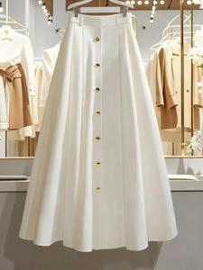 elegant french style women's long casual a-line skirt, perfect for daily wear & special occasions, comfortable fit design