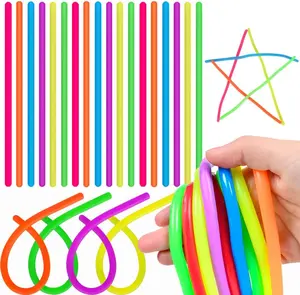 100 PCS Colorful Stretchy Fidget Strings Sensory Toys Carnival Prizes Fidget Stress Relief Toy for Classroom Prize Children Gift Birthday Party Favors Kids 4-12