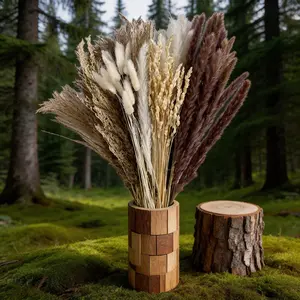 Free Vase Included? Dried Pampas Grass Bouquet Set