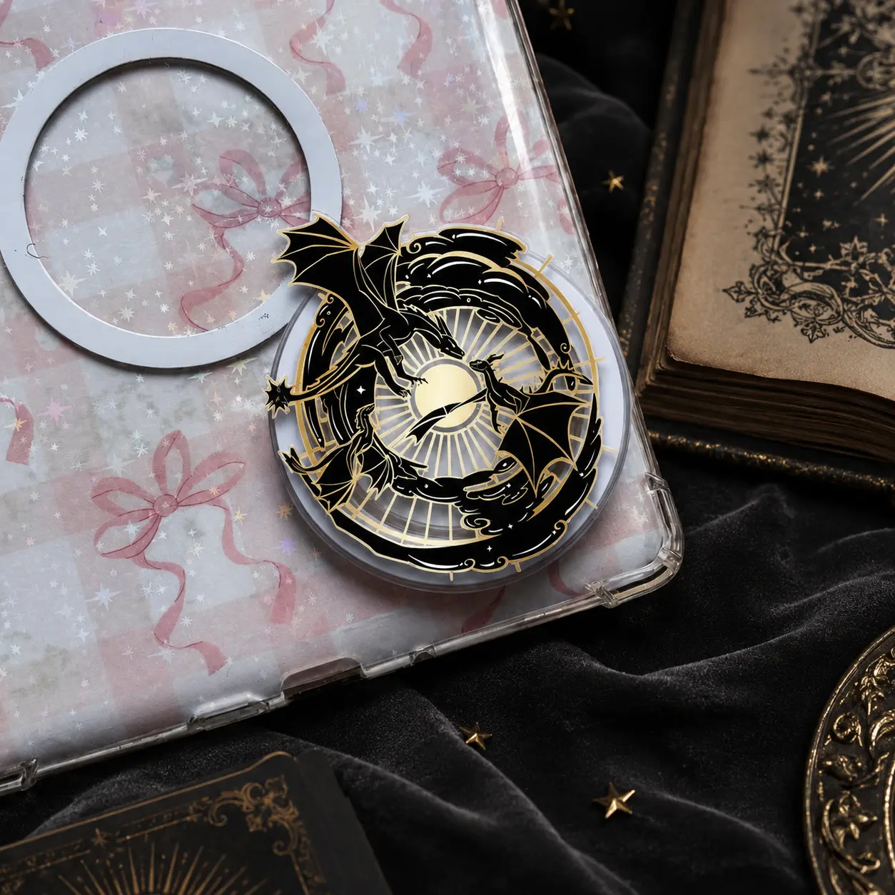 Aesthetic Dragon Phone Grip | Fantasy Creature Phone Stand Holder | Trendy Mythical Beast Accessory for Smartphones & Unique Gift for Her
