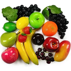 Artificial Fruits Pack Fake Fruits for Home Decor Simulation Fruit Set Party Chirstmas Decortion Fruit Modle for Photoshoot Fake Strawberry Mango Bananas Total 20 Pieces/Set