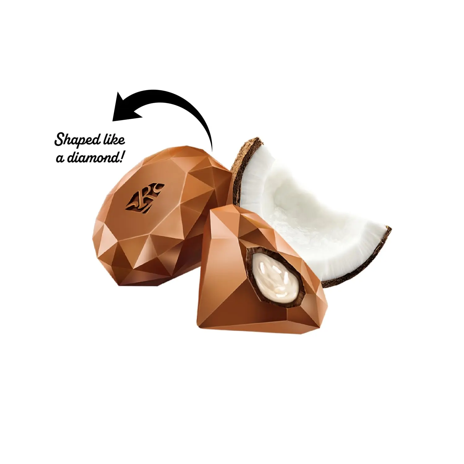 RED Delight Milk Chocolate Diamond Truffles - with Coconut Filling Snack