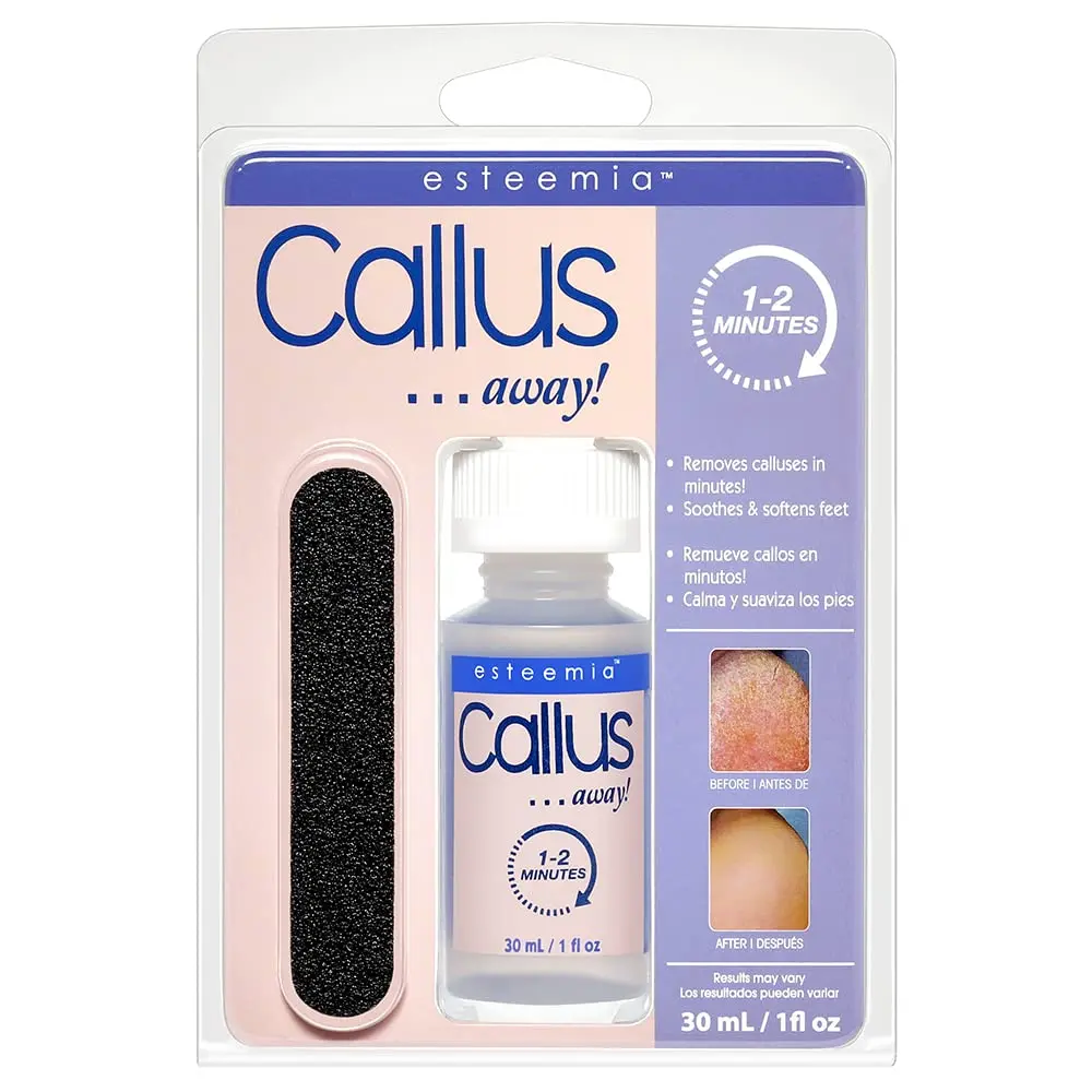 Esteemia Foot Callus Remover Gel with Free Foot File - Clamshell, Callus Remover for Feet, Smooths Thick Calluses, Pedicure At Home Spa Kit