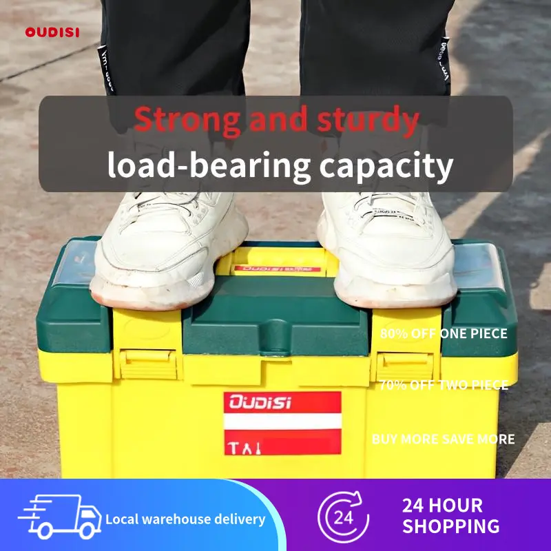 Thickened and Widened Heavy-Duty Portable Toolbox - Large Capacity Multi-Functional Storage Box, Suitable for Industrial, Home, and Car Use, No Assembly Required, Durable Plastic Toolbox