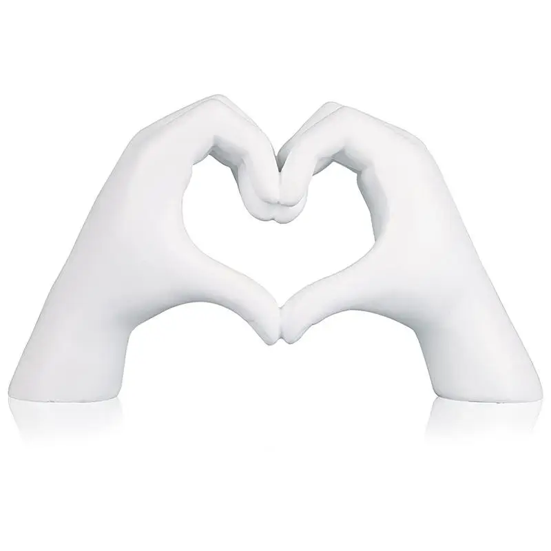 Valentine's Day Heart Shape Gesture Sculpture, Sweet Furniture Modern Resin Art Figurine, Creative Desk Statue For Table Office Decor, Summer Essentia