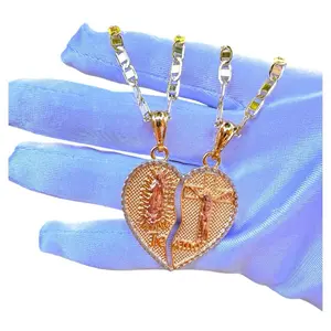 Breakable heart necklace with two 22" chains and a 24" chain included, gold plated