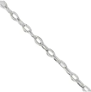 Flat Oval Cable Sterling Silver 925 Italian Chain 18" 0.8mm