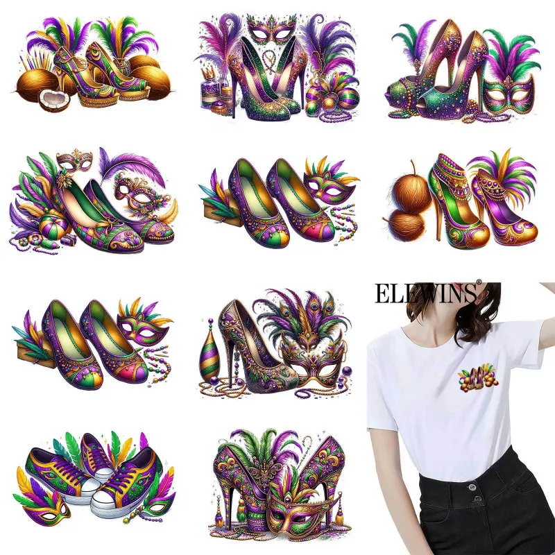 12 Pack Carnival Shoe Heat Transfer Vinyl HTV Iron on Transfer for T Shirt Hoodie Jeans Reusable Washable Plastic HTV Vinyl for Crafts DIY Material
