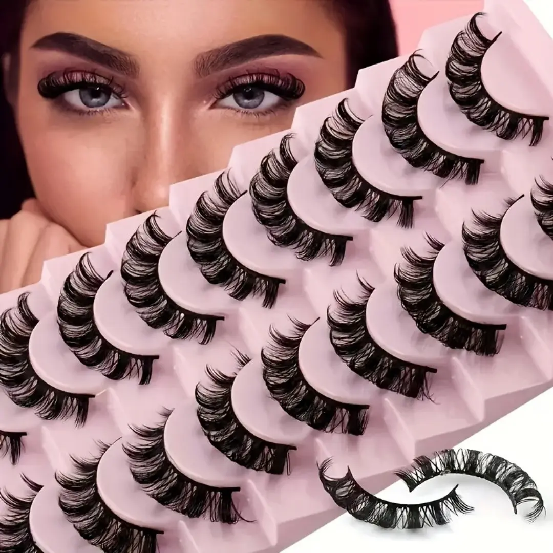 Russian-Style False Eyelashes, High Quality Eyelashes, Fluffy Volume Eyelashes, D-Shaped Curling, Thick & Fluffy, Daily Use & Parties, Perfect Eye Makeup, Travel Essential