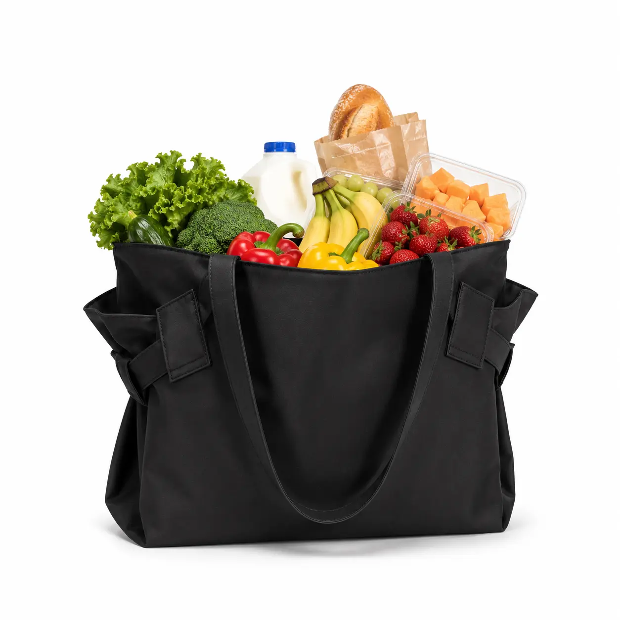 Large Capacity Tote Bag for Women, Soft Leather-Like Shoulder Handbag, Casual Everyday Purse with Long Straps, Folded Side Detail, Roomy Work Travel Shopping Bag, 35 × 39 × 16 cm