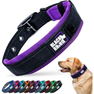 Black Rhino Reflective Dog Collar - Heavy Duty Adjustable Comfort Collar with Ultra Soft Neoprene Padding for All Breeds - Weatherproof, Lightweight Dog Collars for Medium Dogs (Medium, Purple/Black) Black Rhino