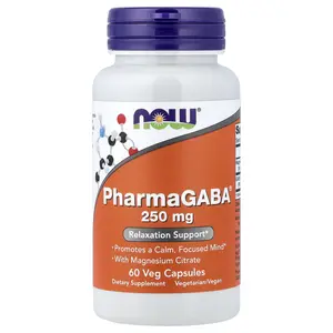 NOW Foods PharmaGABA® With Magnesium Citrate, 60 Veg Capsules