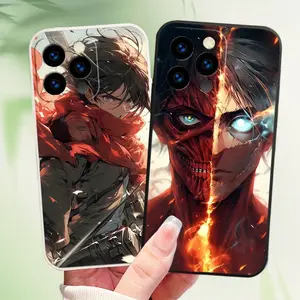 Attack on Titan Mikasa & Eren Phone Case – Anime Character Design, Anti-Drop Soft TPU Protective Cover, Compatible with iPhone 11-17 Pro Max & Mini & Plus, Viral Anime Gift for Fans