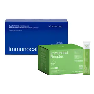 Immunocal Supplement Pack of 2 – 1 Regular and 1 Booster – Whey Protein Isolate and Glutathione Precursor – Includes 50+ Fruits and Vegetables – 30 Servings Each