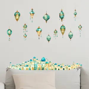 1pc Islamic-Style Wall Decal Ramadan Crescent Moon & Star Shadow・Gilded Wishes Electrostatic Sticker. Self-adhesive removable PVC material. Suitable for room decor, wallpaper, bedroom decor, wall decoration, home decor, Ramadan, Decorative Ornaments