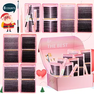 Curl Wispy Individual False Eyelash with Lash & Remover & Tweezers Kit, 1 Box Natural Self Grafting DIY Segmented Eyelash, Makeup Products, Eyelash Clusters, DIY Eyelashes Kit