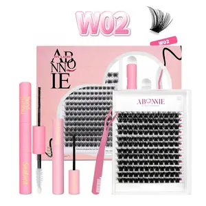 Abonnie 144-Piece Lash Cluster Kit with Bond, Seal, Remover &amp; Tweezer – DIY Eyelash Extension Set for Home or Salon Use (8-16mm)