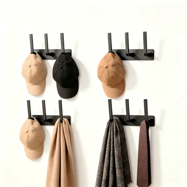 Gxfctys Wall-Mounted Coat Rack, Modern Space Aluminum Black 4-Hook Organizer for Hanging Clothes, Hats, Bags, Lightweight Home Supply with Easy Installation (Ideal for Entryway, Bathroom)