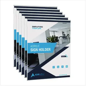 AdirOffice ALHI63985116WM Wall Mount Side-Loading Acrylic Sign Holders, 8 x 11 in., Clear Frame - Pack of 6