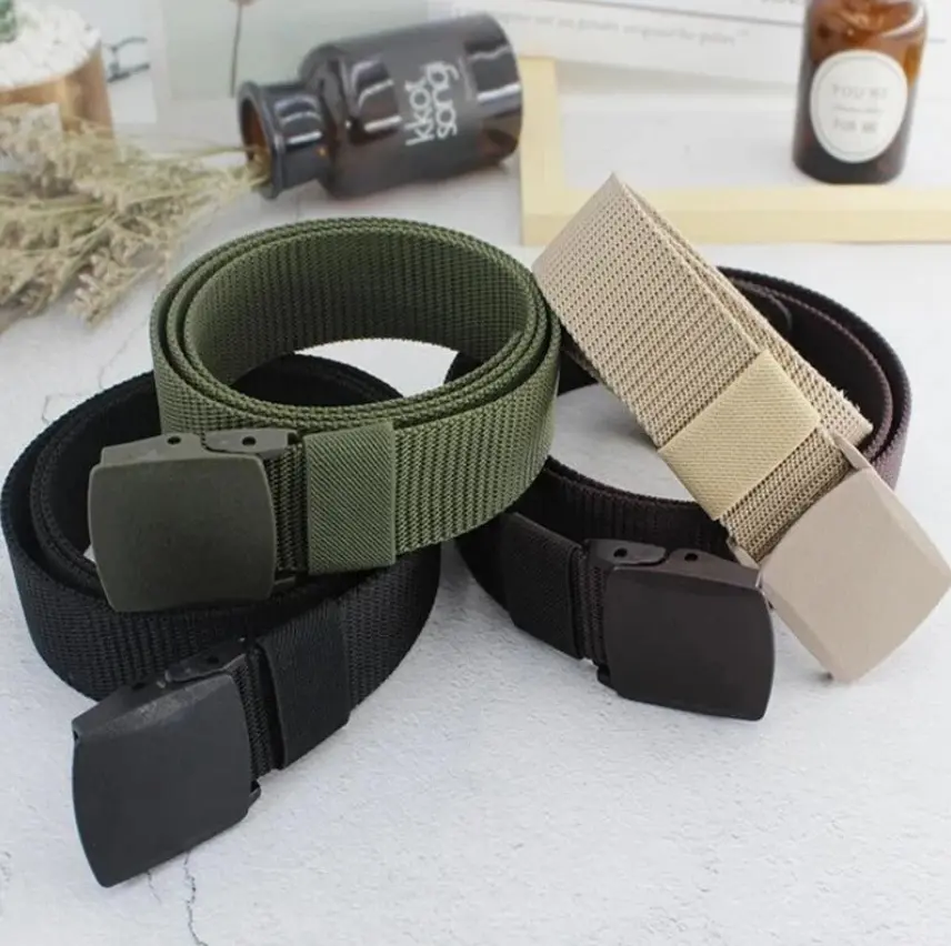 Men’s Tactical Military Nylon Webbing Belt with Quick-Release Buckle, Heavy-Duty Adjustable Utility Belt for Outdoor Hiking, Work