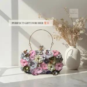 Women Clutches Flower Evening Handbag Chain Strap Shoulder Bag crossbody bags Phone Wallet Purse Durable Pouch